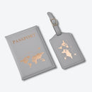 Pochette Passeport et Etiquette Bagage Design - Gris