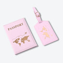 Pochette Passeport et Etiquette Bagage Design - Rose
